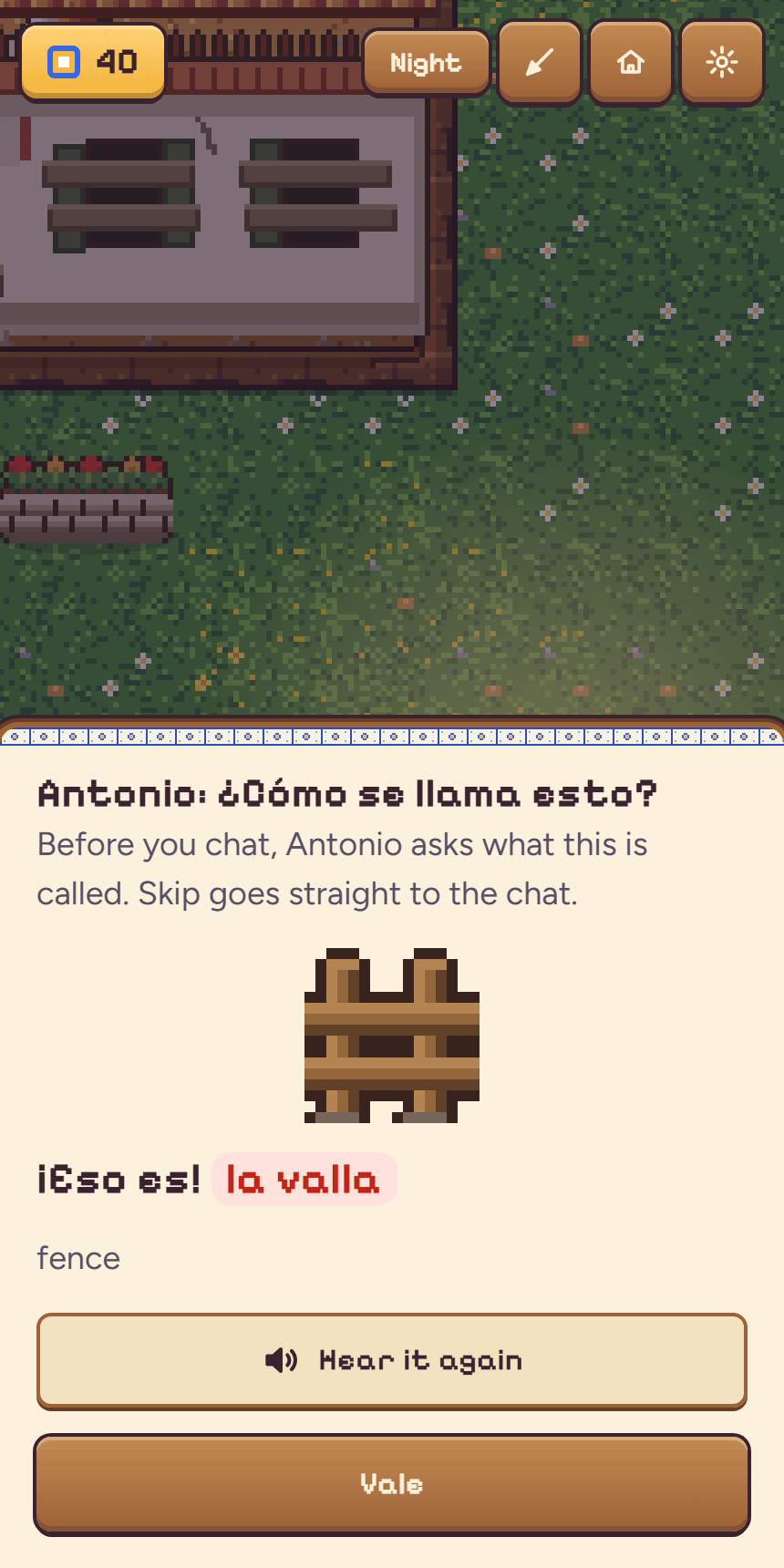The right answer, la valla, with ¡Eso es!